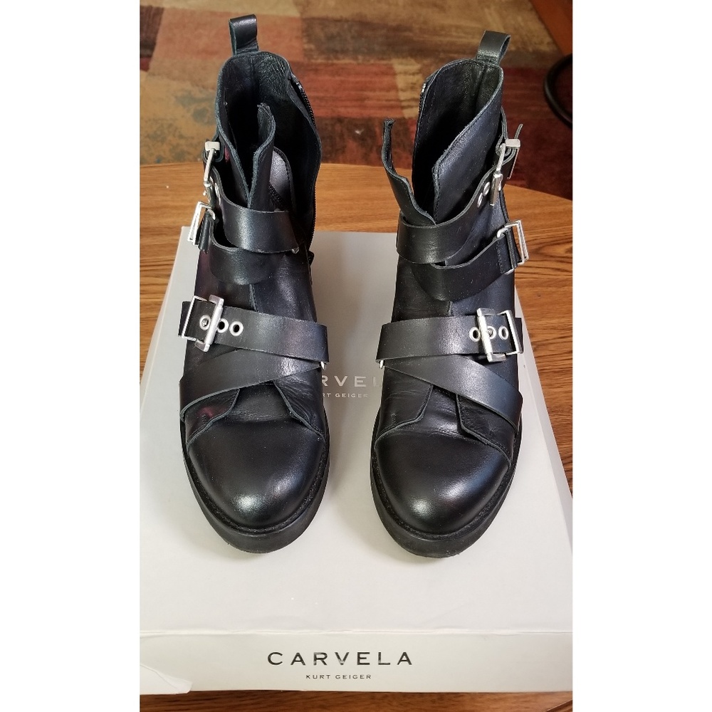 Kurt Geiger Carvela Skill Black Buckle Boots